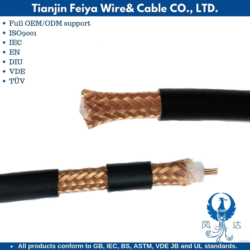 Ligne de transmission électrique pour réseau informatique des signaux de fréquence radio Sheild Câble de communication Câble coaxial RG11