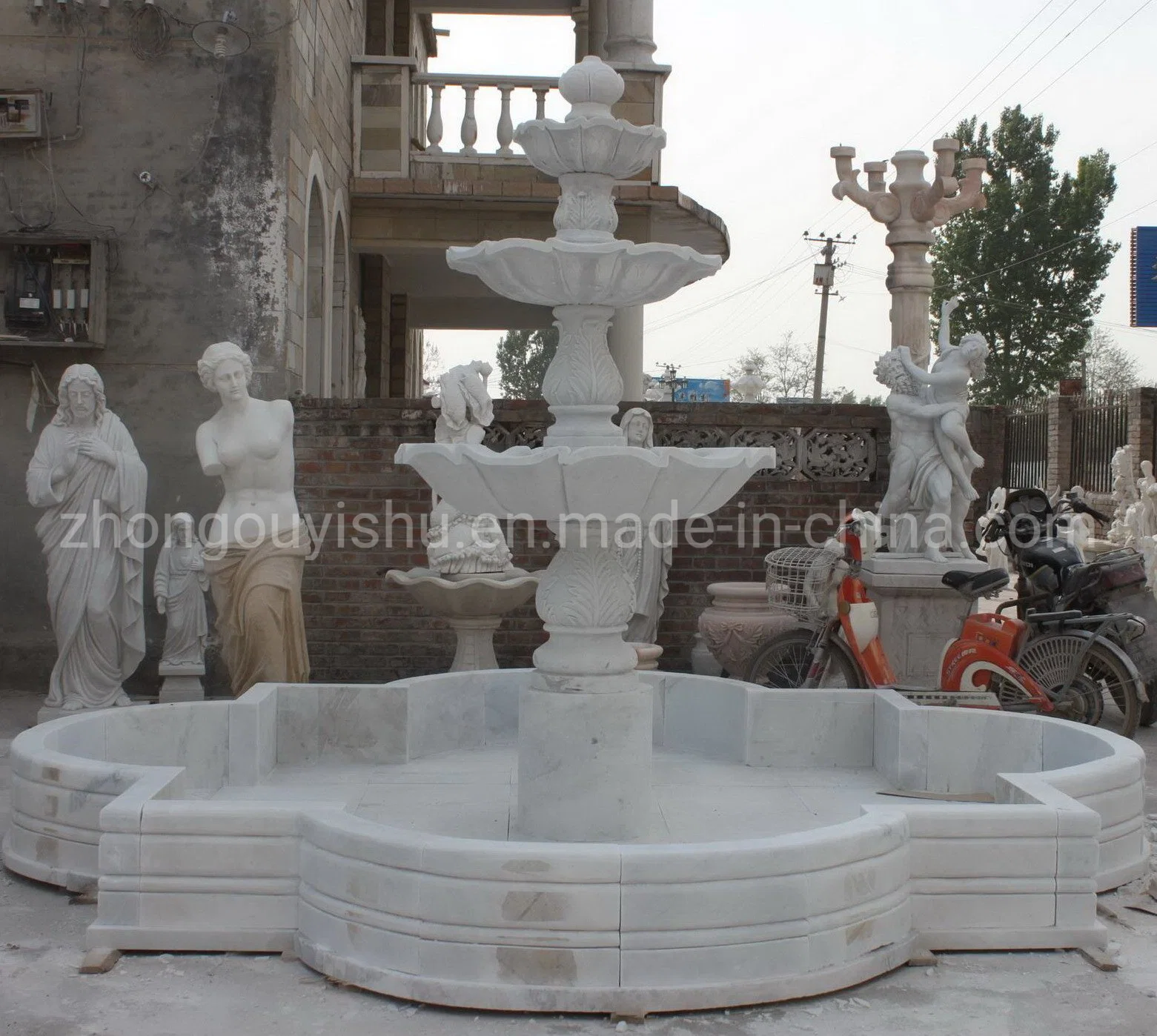 Outdoor Customization Hand Carving Natural Mabrle Stone Water Fountain Sculpture Decoration