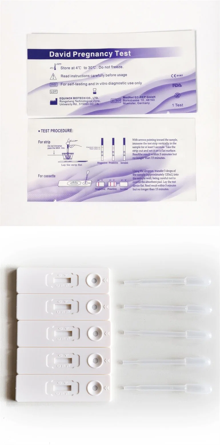 David CE/FDA zugelassenes 2,8mm HCG-Testkit für Kassetten