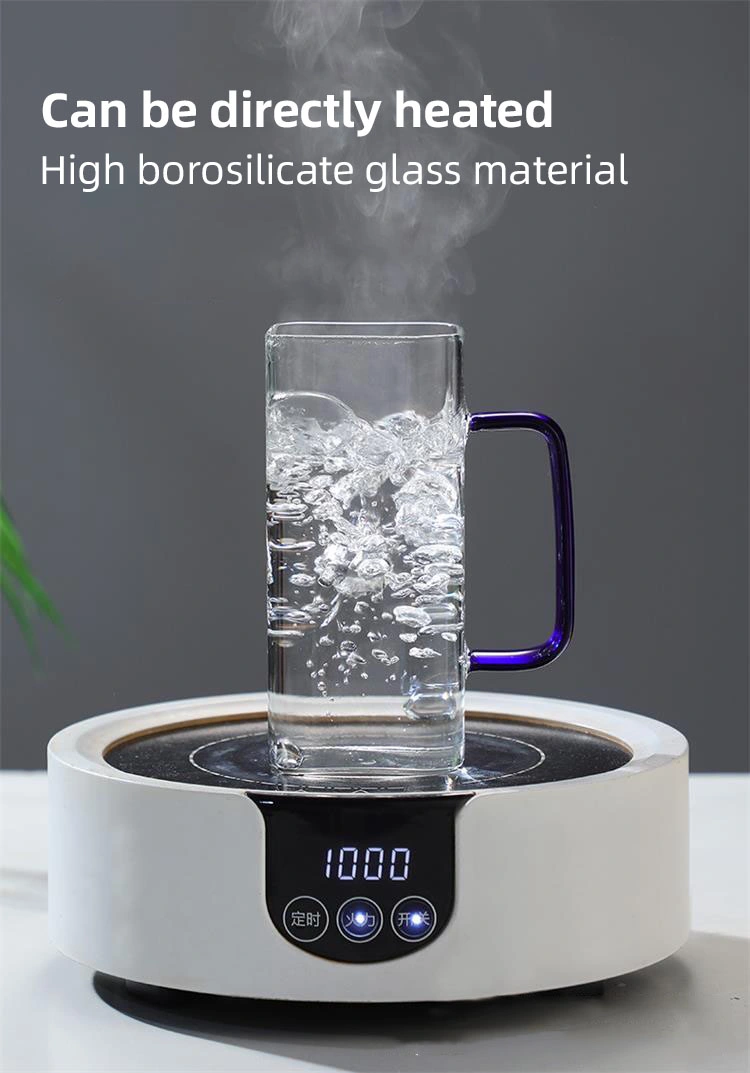 400ml quadratischer Becher mit Deckel und Strohhalmen Einfarbiger Griff Schicht Trinkglas Tassen für Soda Iced Coffee Milchblase Teewasser