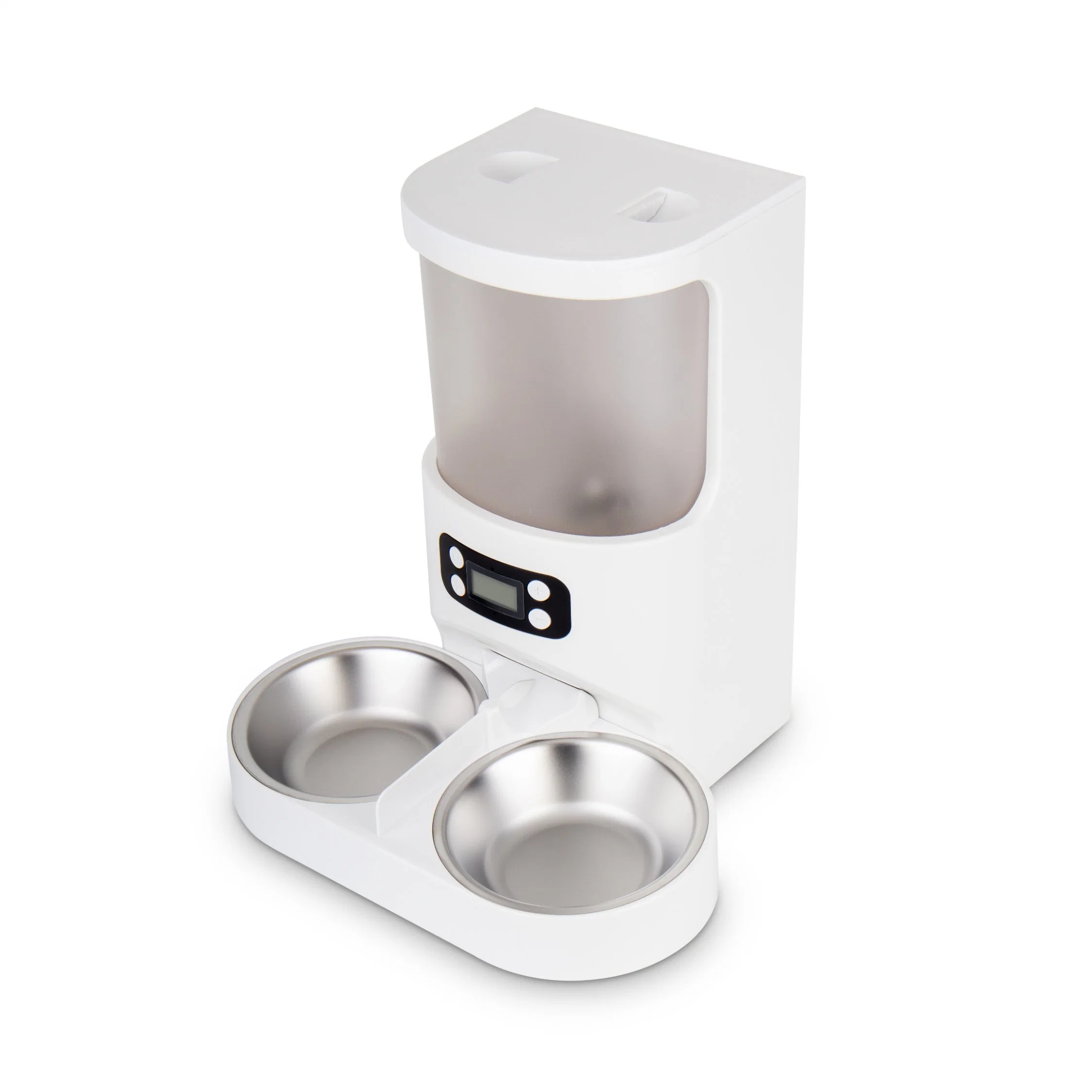 4L Cat&amp;Dog Alimentación Control de botón cuencos dobles automático Pet alimentador