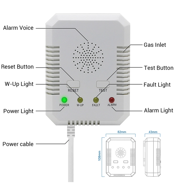 Home Security Fire Alarm Independent LPG Leak Natural Gas Detector