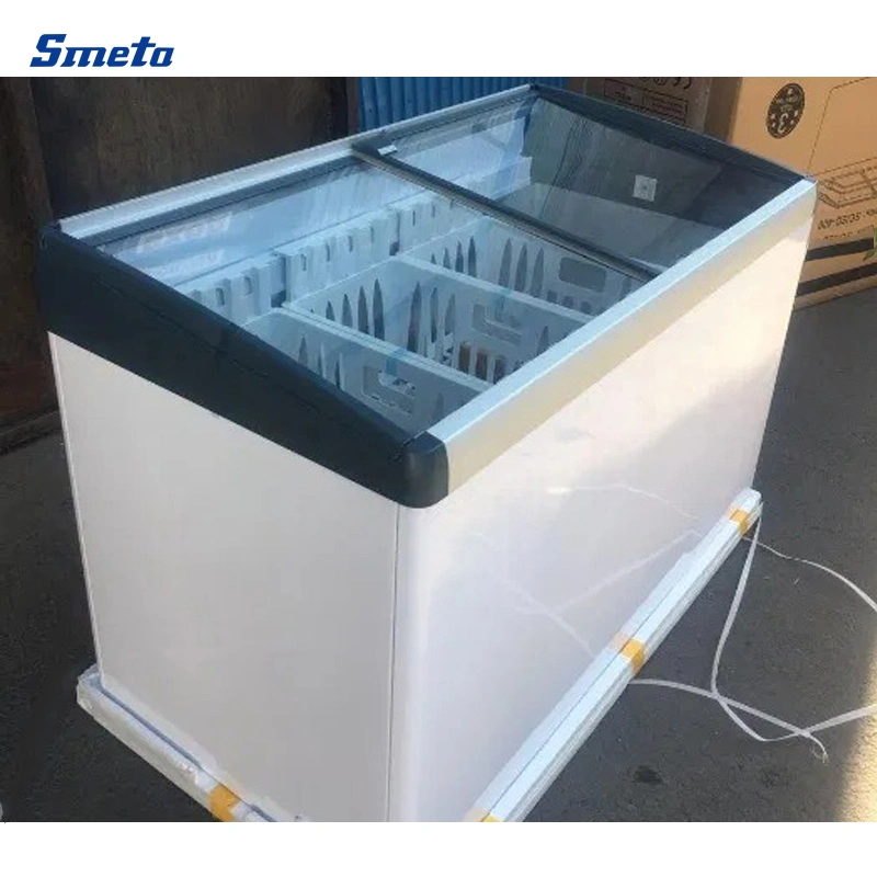 Smeta 396L Comercial vidrio helado mostrador de exposición Freezer Nevera