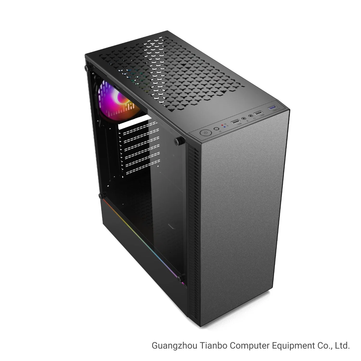 China Manufacturer Computer Case with Metal Front and RGB Fans