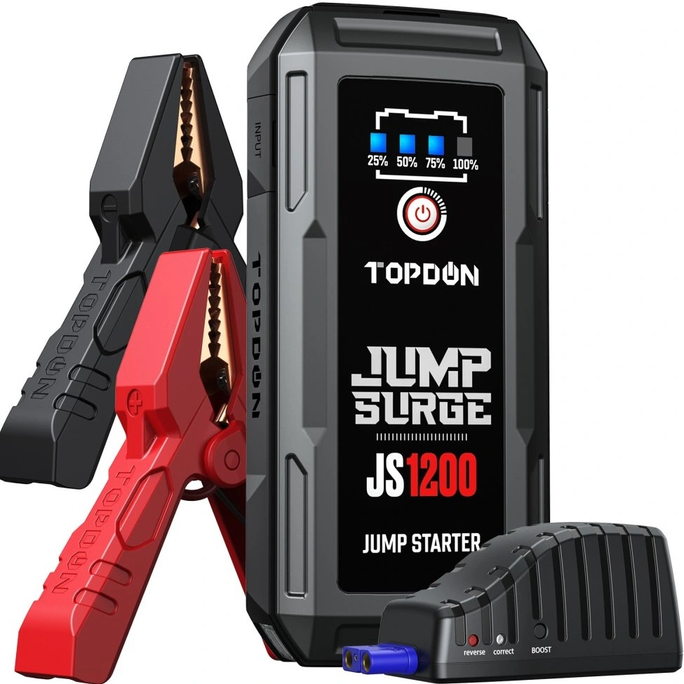 Topdon eu USA stock Js1200 12V 24V voiture Everstart Smart Batteries Li-ion case batterie câbles volants câbles de démarrage c.c. portable Chargeur de batterie de secours