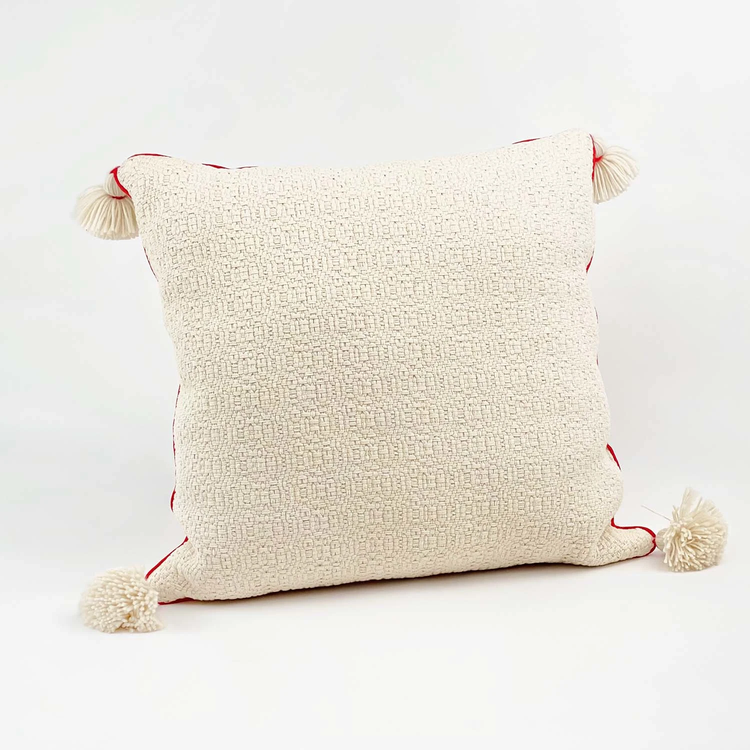 Panier de coton tissé Motif en forme de carrés de couleur unie Tassel revanche confortable coussin décoratif Chunky de liage