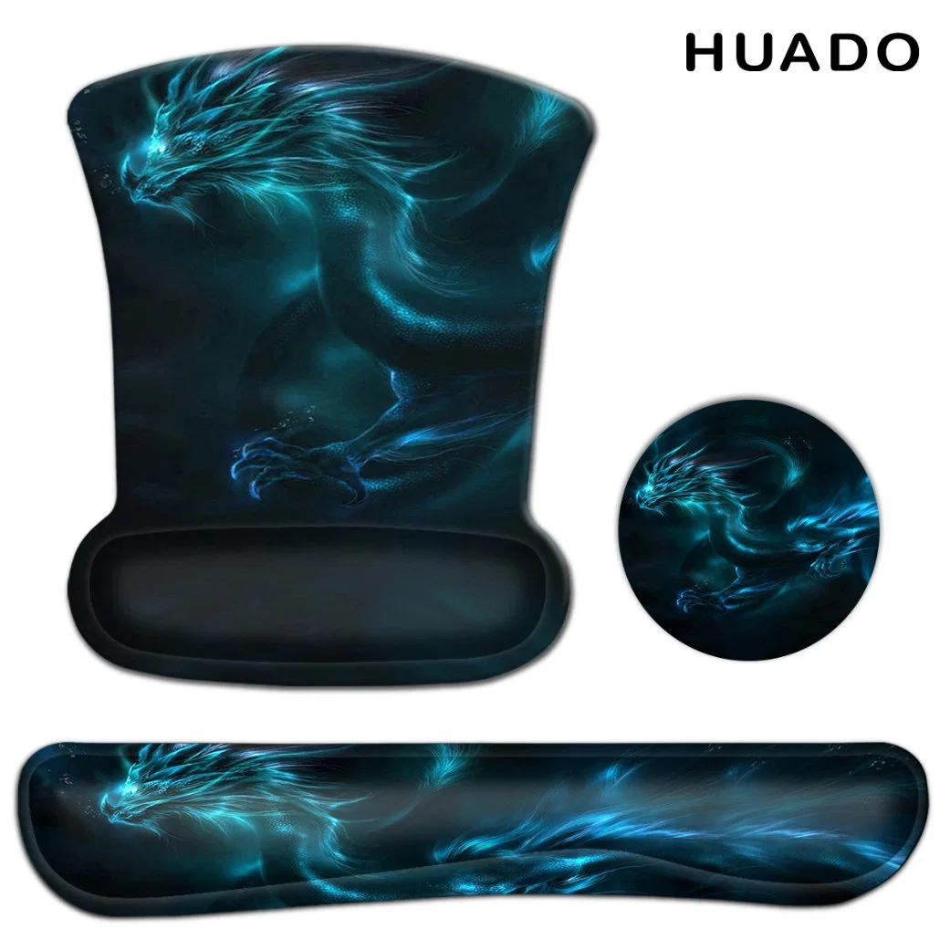 Huado Mouse Pad with Wrist Rest, Keyboard Pad, Cup Mat, Custom Mouse Pad, Dragon