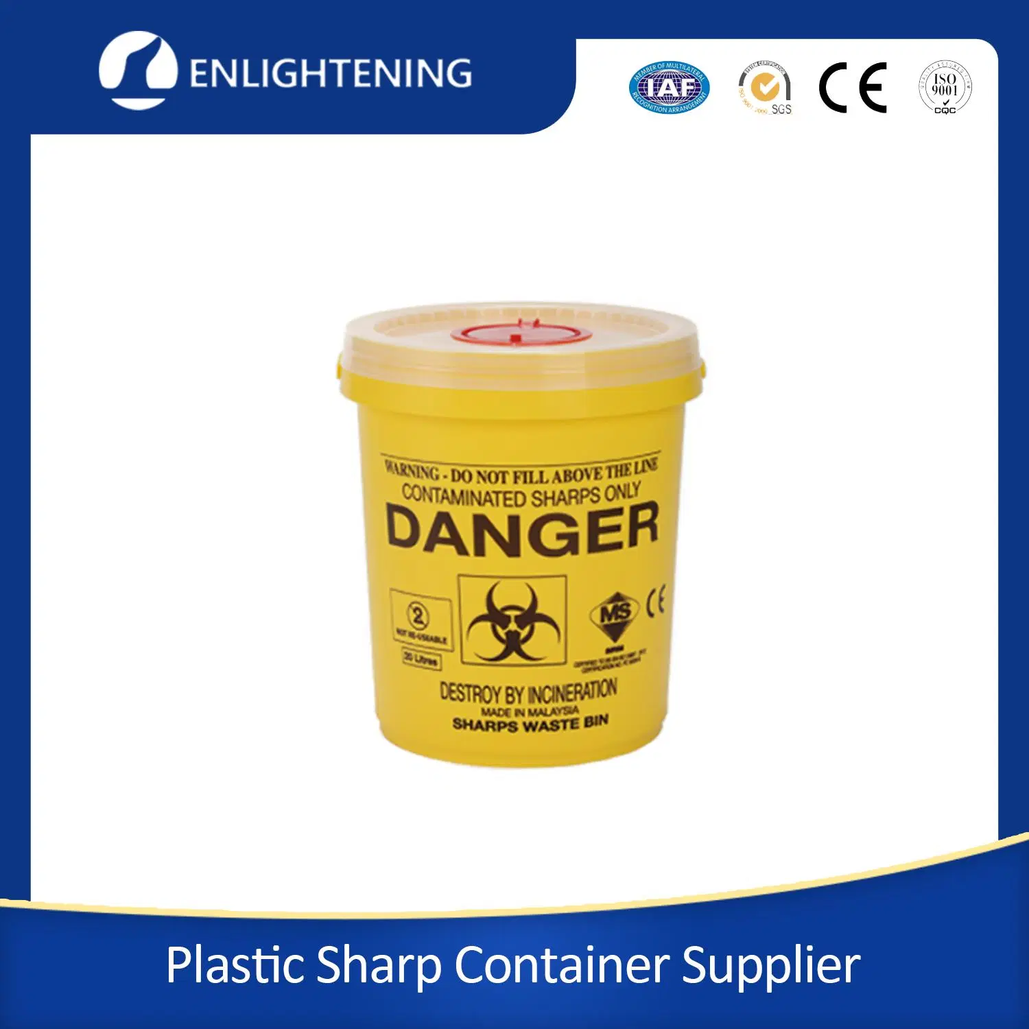 1L-30L Customizable Colors Disposable Box Biohazard Needle Disposal Medical Sharp Containers for Hospital Use