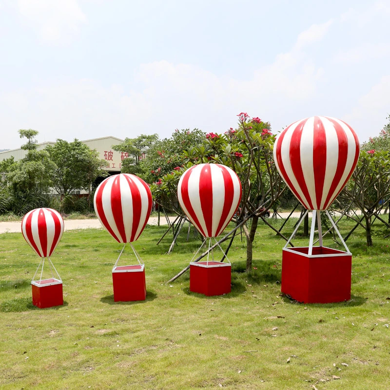 Hand Crafted Large Size Store Decoration Hot Air Balloon Fiberglass Sculpture for Art Garden Pack Display