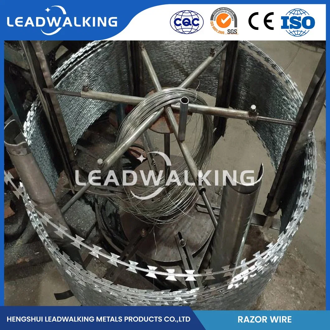 Leadwalking galvanizado barato arame farpado atacadista 20m comprimento do rolo Máquina de barbear eléctrica e de fio China 12 # X14 # SWG concertina Cross Razor Arame farpado