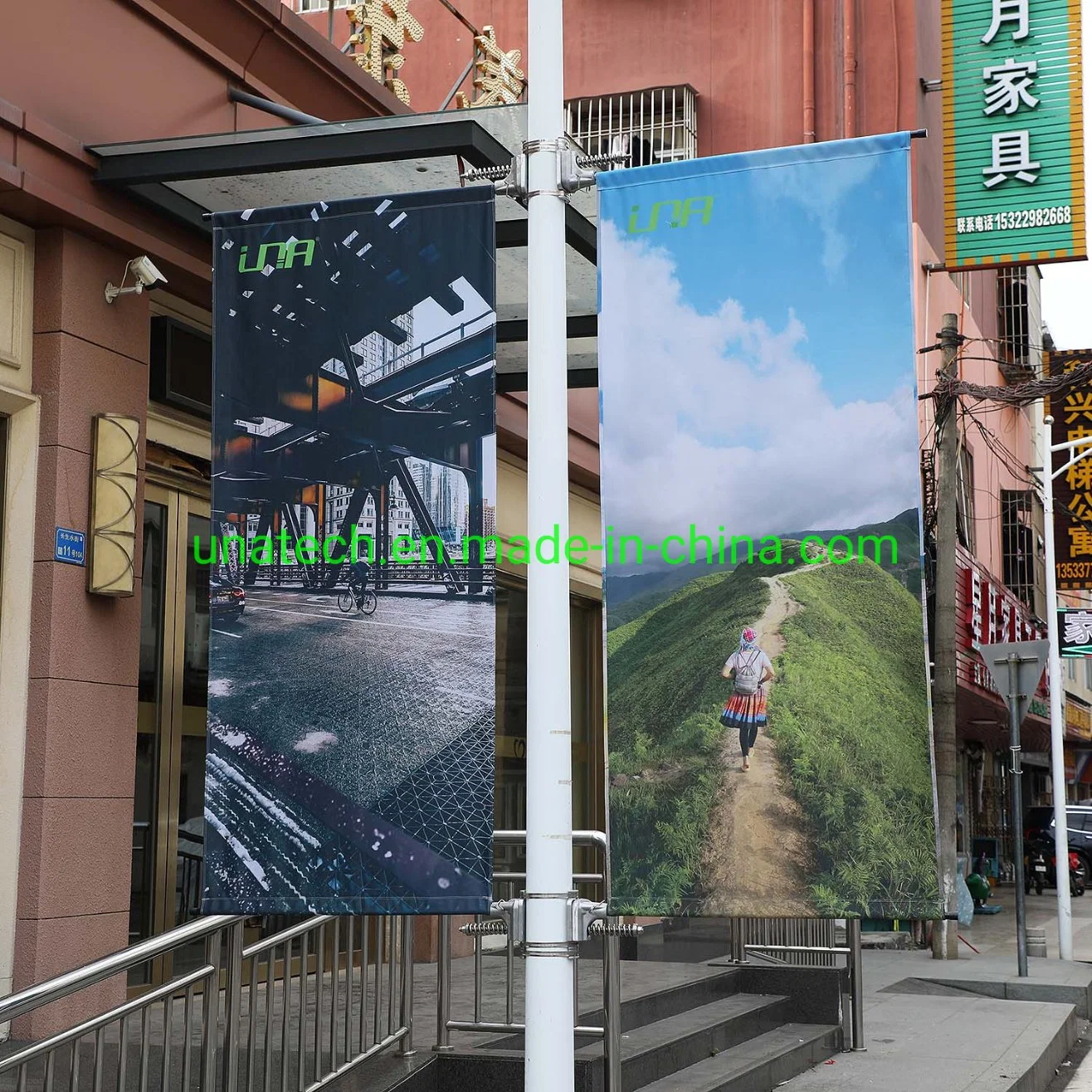 Outdoor Street Light Post Printing Advertising Poster Holder Banner Base