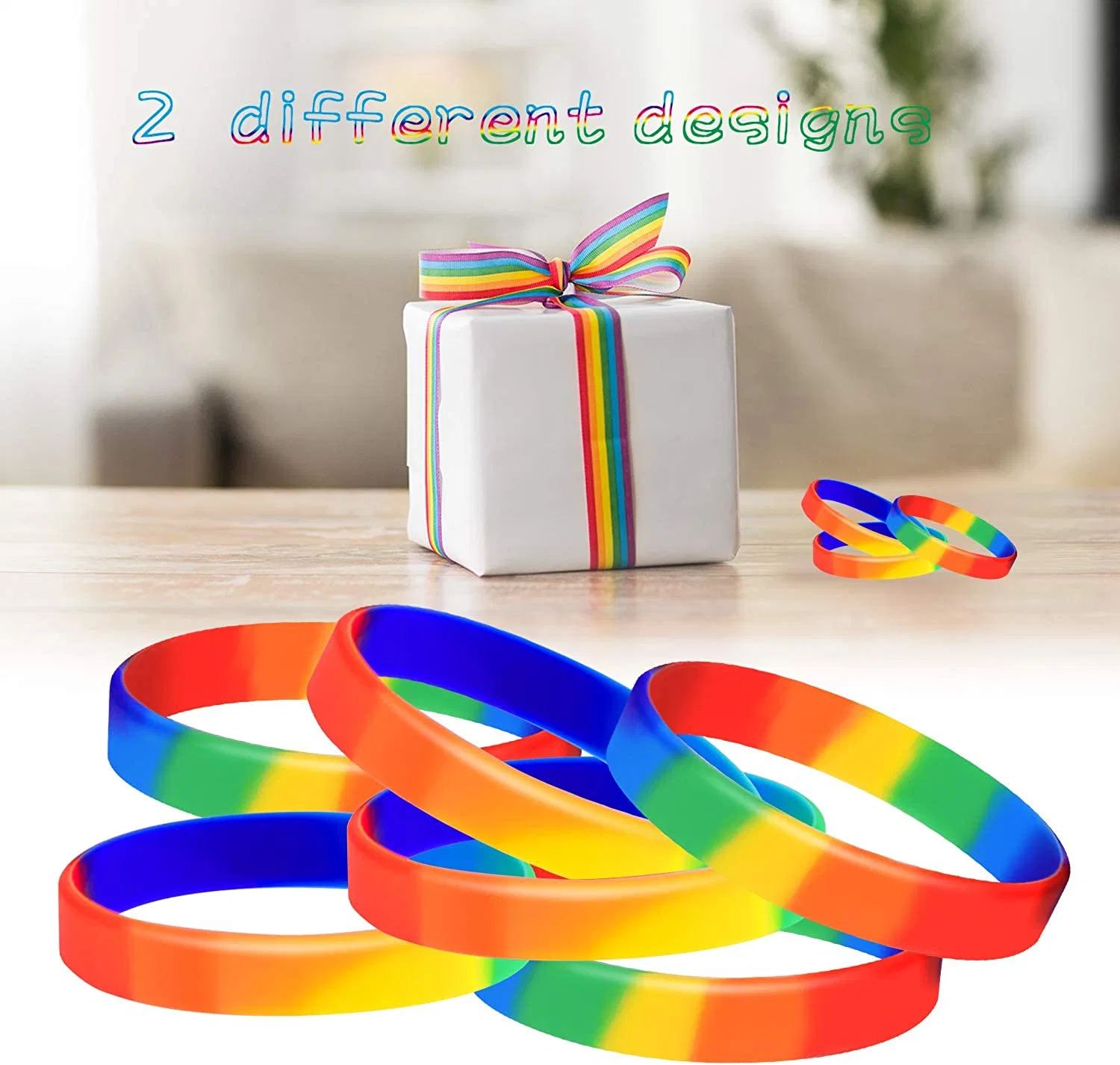 Arco-Íris ID para colorir Parte Tecidos de segurança não borracha mínimos de RFID de forma personalizada Design Texto Venda quente de Promoção de Silicone Braceletes Pulseira