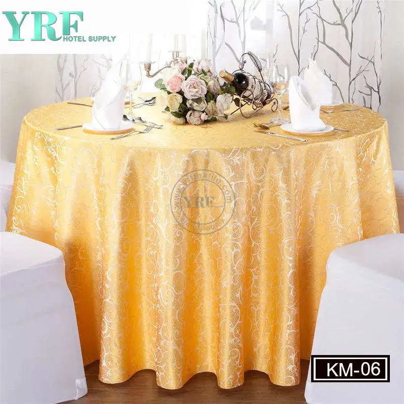 Le luxe de gros de nappes Jacquard 132 Round Champagne pour mariage