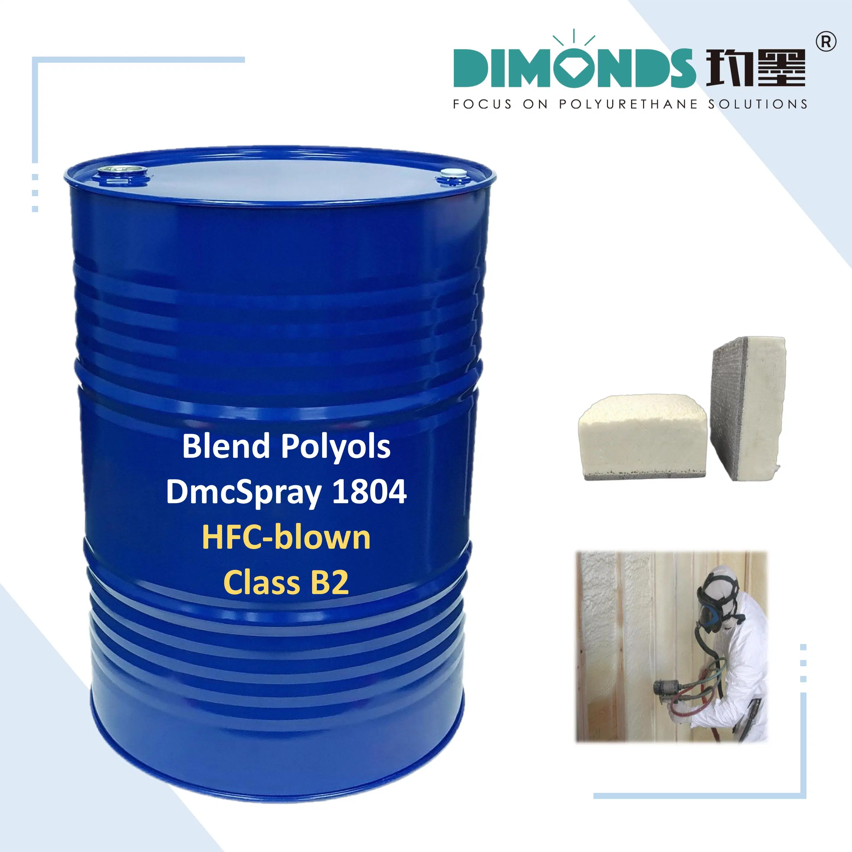 Mélange Hfc-Blown polyol utilisés avec l'isocyanate de classe B2 Spray mur isolant en mousse PU