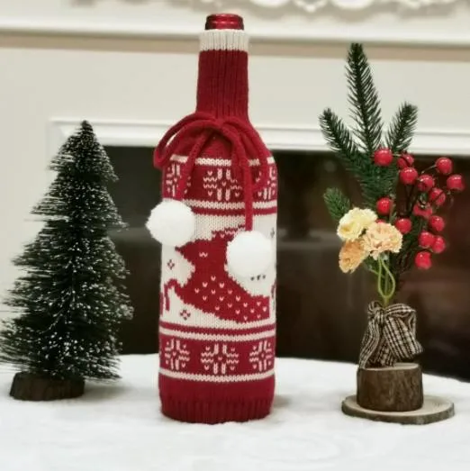 Wine Bottle Cover Bags Santa Claus Wine Bottle Cover Gift Bag Christmas Dinner Party Xmas Table Decor