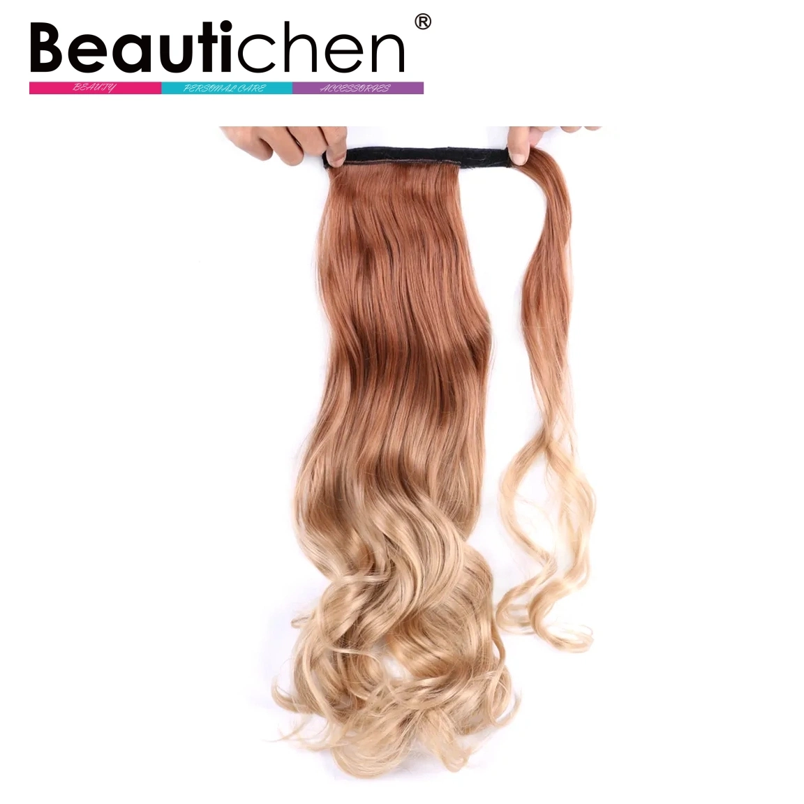 Beautichen Hair Braids and Weaves Hot Selling 17 Inch Wavy Long Ponytail Synthetic Hair Piece Wrap on Clip Hair Extensions Wavy Ponytail Hairpiece