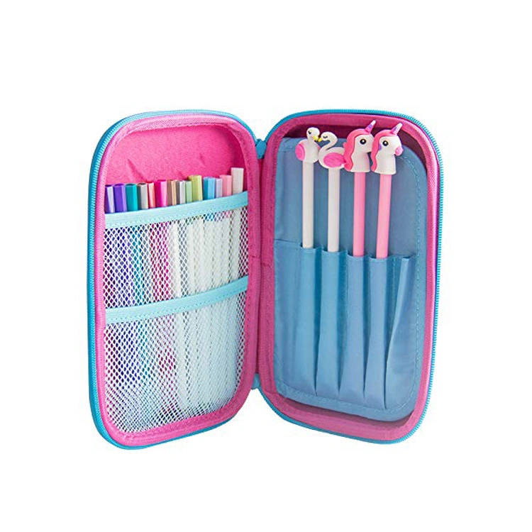 Hot Pink Factory disque étanche 3D personnalisé Unicorn EVA cas de fermeture à glissière de verrouillage de crayon SAC SAC de papeterie de plume EVA Cas crayon