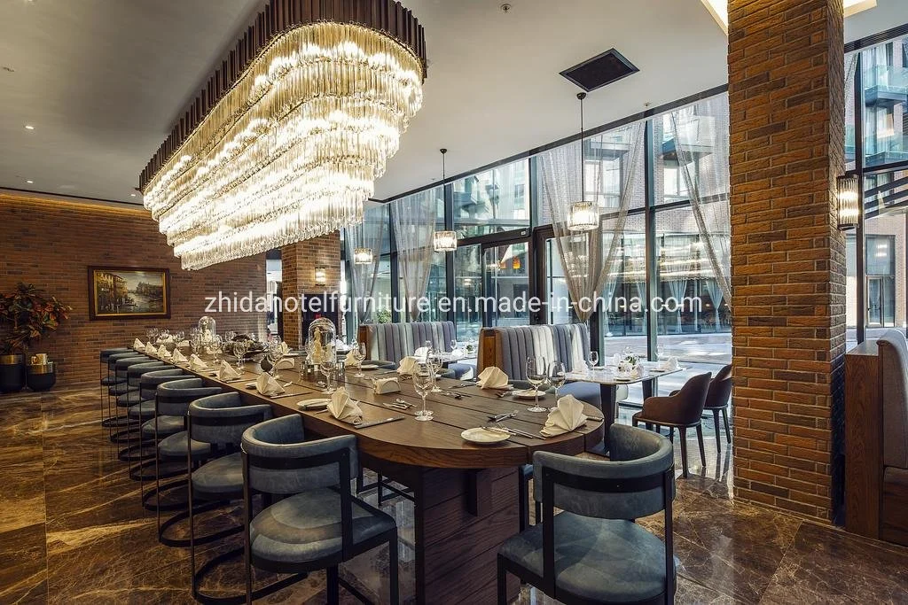 Mesa da sala de jantar em madeira e mobiliário moderno Restaurante cadeira