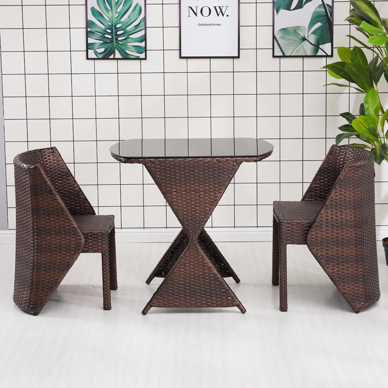 Nordic Outdoor Rattan Chair Rattan Solid Wood Table and Chair Combination Courtyard Garden Furniture Hotel Restaurant