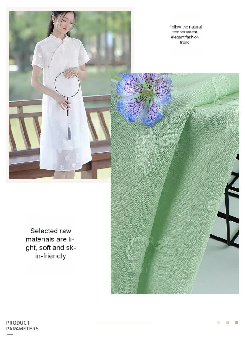 Chiffon Jacquard Small Peony Cut Floral Dress Pajamas Light Slip Skirt Polyester Fabric