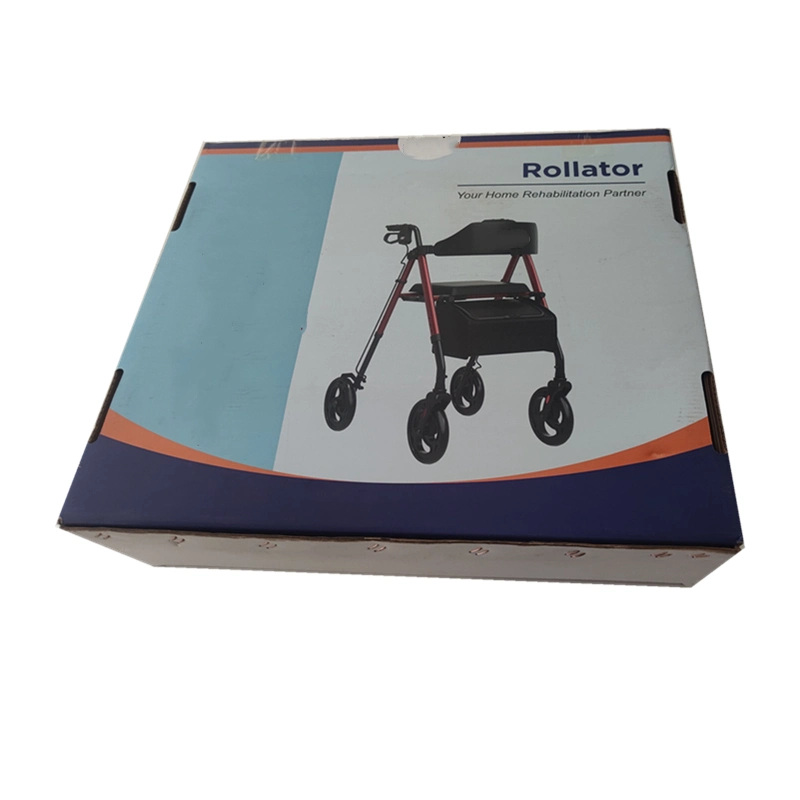 Medical Seat Walker Aluminum Lightweight Rollator with Seat Rolling Walker for Elderly