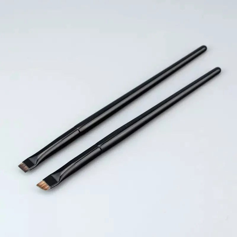 Professional Single Wood Handle Private Label Synthetic Hair Angled Makeup Eye Brow Brush