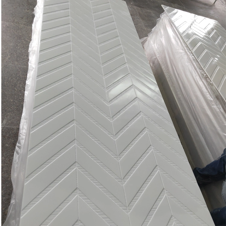 3X8 Chevron Solid Surface White Cultured Marble Tub Surround Shower Wall Panel for American Hotel