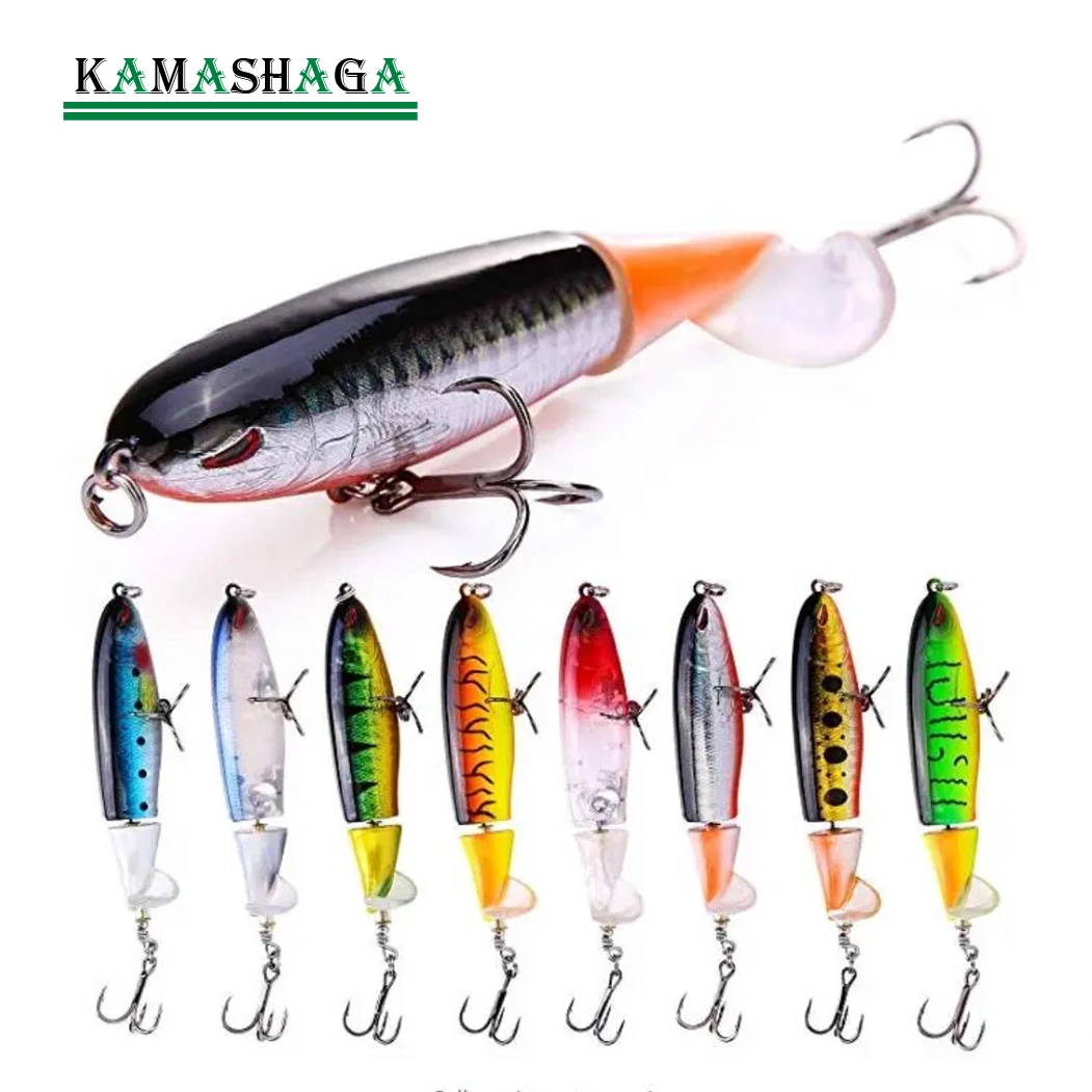 Hard Lure Fishing Lure Whopper Plopper with Floating Rotating Tail Top Water Bait Fresh Water Saltwater Plastic Lure Fishing Tackle Fishing Lures