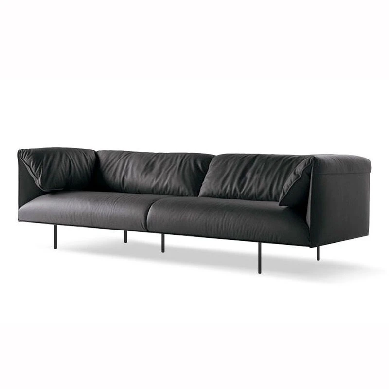 Luxury High-End Customizable Metal Legs Real Leather Contemporary Sofa