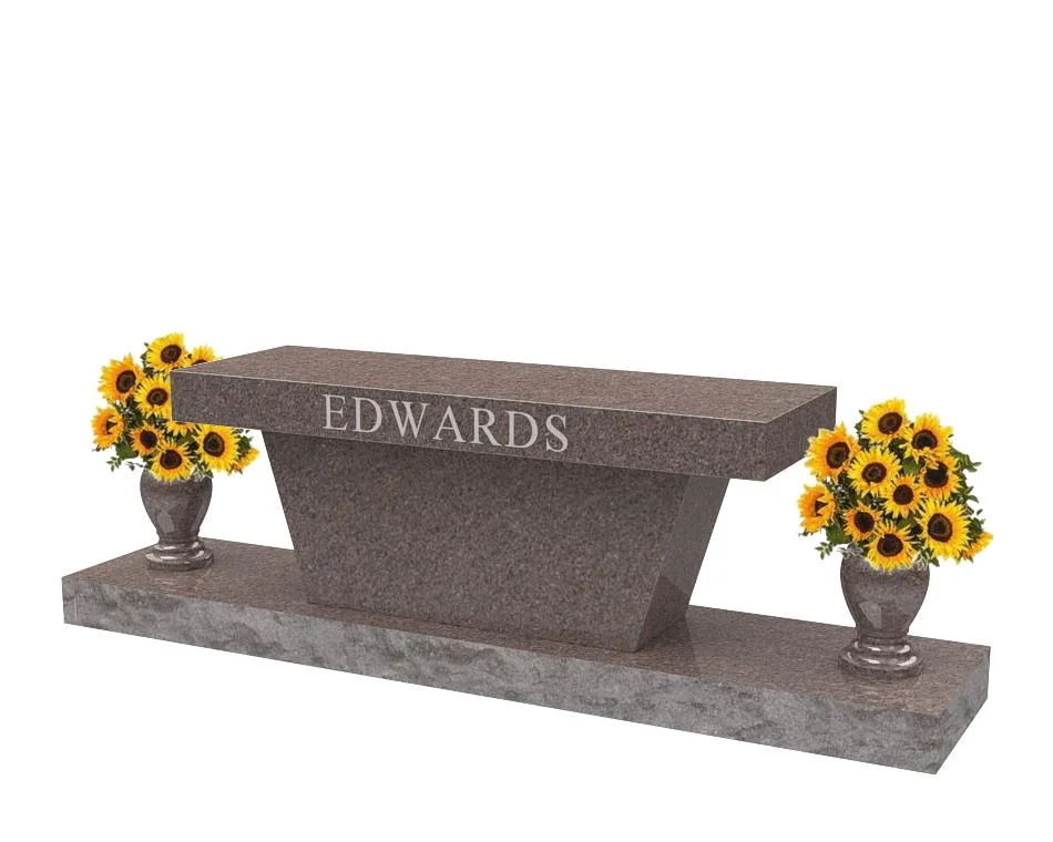 Nice White Granite Memorial Bench for Cemetery with Vase