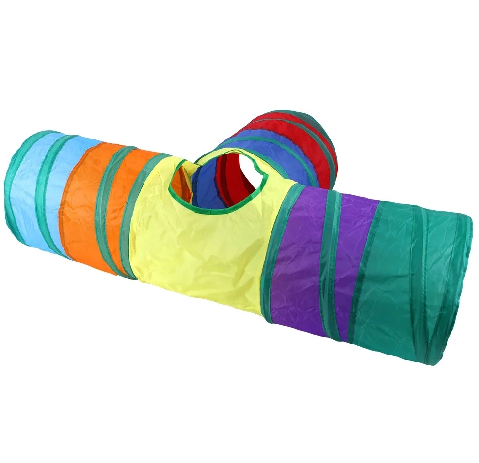 Hot Selling Colorful Pet Toys Polyester Cat Tube 3 Way Cat Tunnel