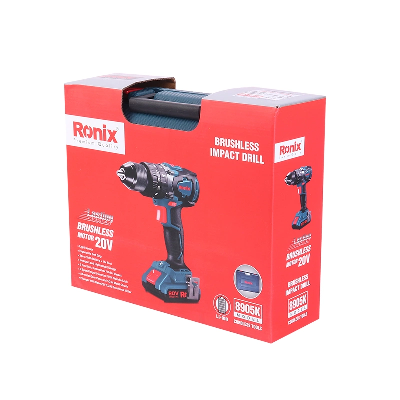 Ronix Model 8905K 20V Lithium Battery Brushless Power Hammer Drilling Machine Cordless Drill