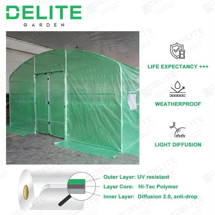 16 FT Wide Prefabricated Building Ornamental Growing Tent Grow Span Conservatory Garden Polytunnel Greenhouse