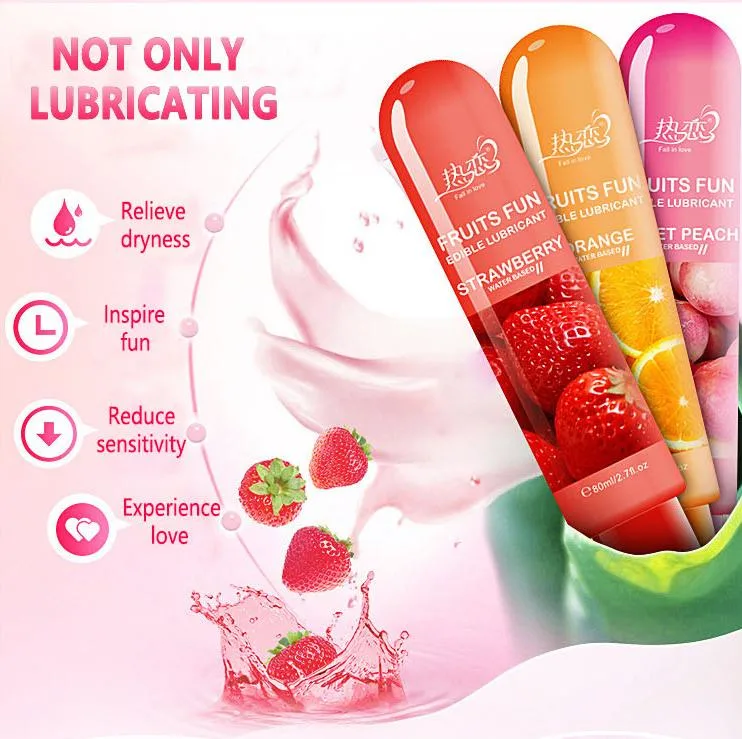 80ml Fruit Flavor Sex Lubricant Orgasm Body Massage Oil Lube Anal Water Based Lubricants for Women