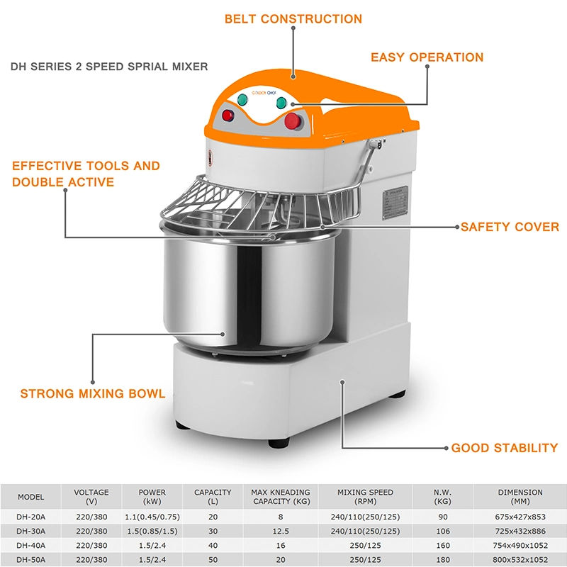 Food Equipment 3kg~100kg Bakery Equipment Dough Kneader Machine Bread Cake Pizza Mixer Spiral Mixer Baking Machine Dough Mixer