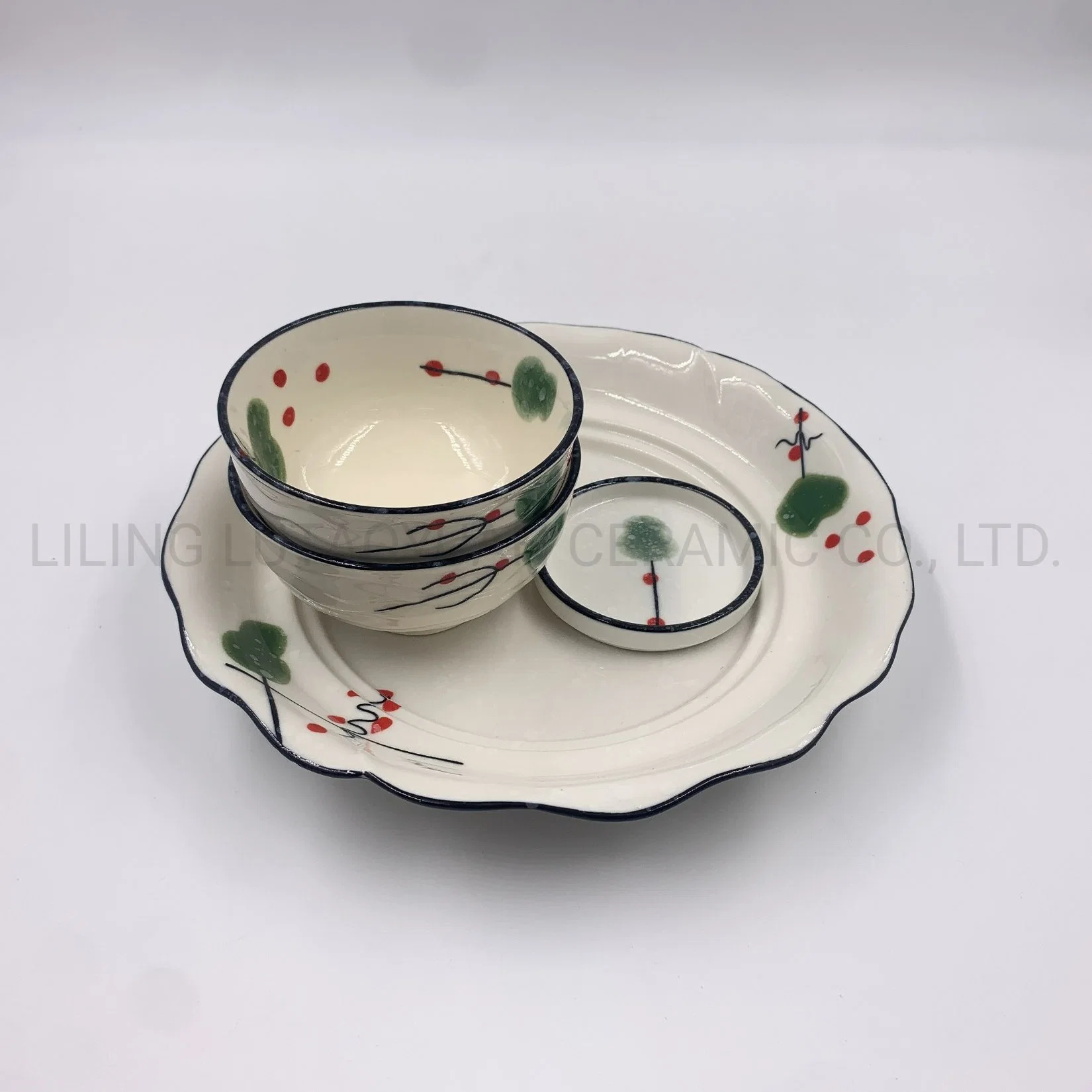 Porcelain Dinnerware China Wholesale/Supplier 4PCS/Set Lotus Leaf Classical Ceramic Dinner Set Kitchen Utensils Decoration with Customized Color Pattern Logo and Designs