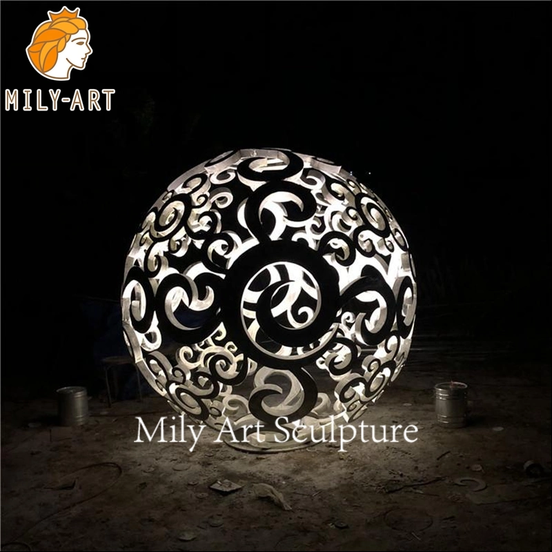 Escultura de bolas de iluminación de acero inoxidable de metal grande a medida para la venta