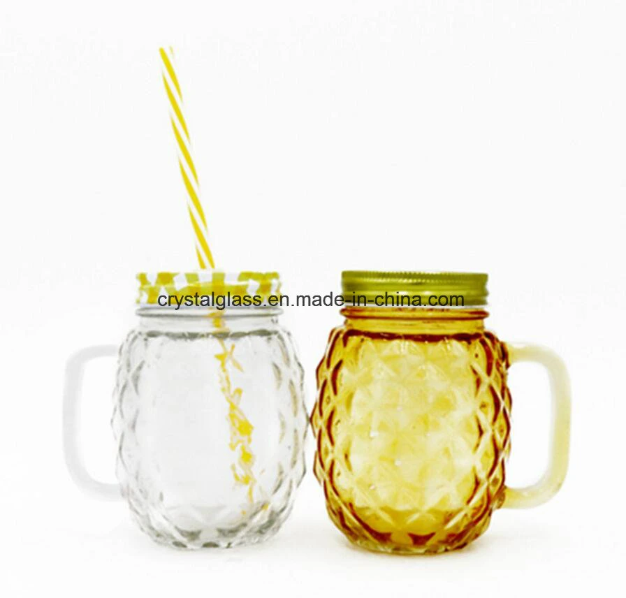 Pinapple Shape Glass Mason Jar Juice Bottle Beverage Container