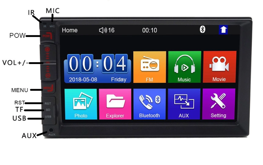 2DIN Car MP5 Radio Monitor with Mirror Link 7inches