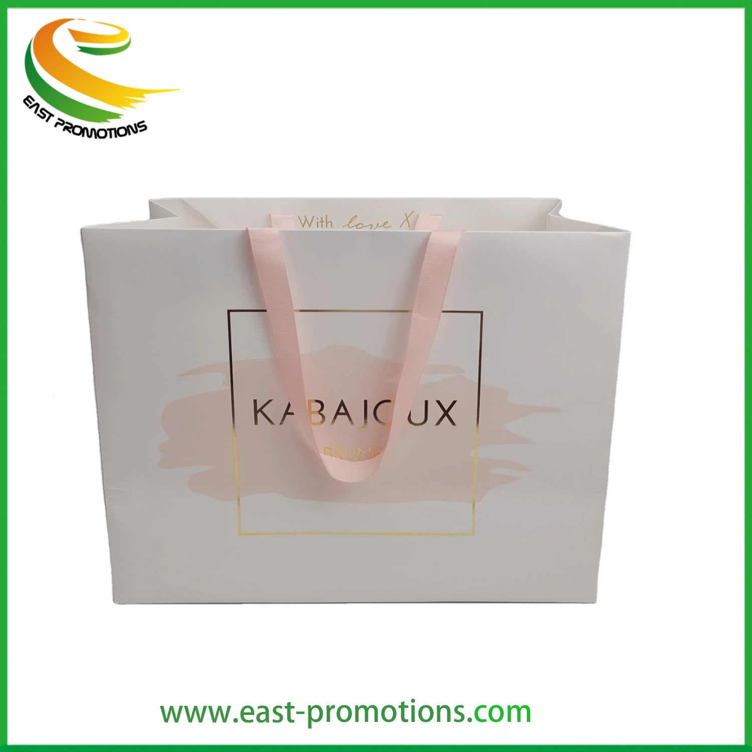 Manufacturer Custom Cheap Luxury Coated Art Paper Gift Bag Ribbon Handle with Logo Stamping