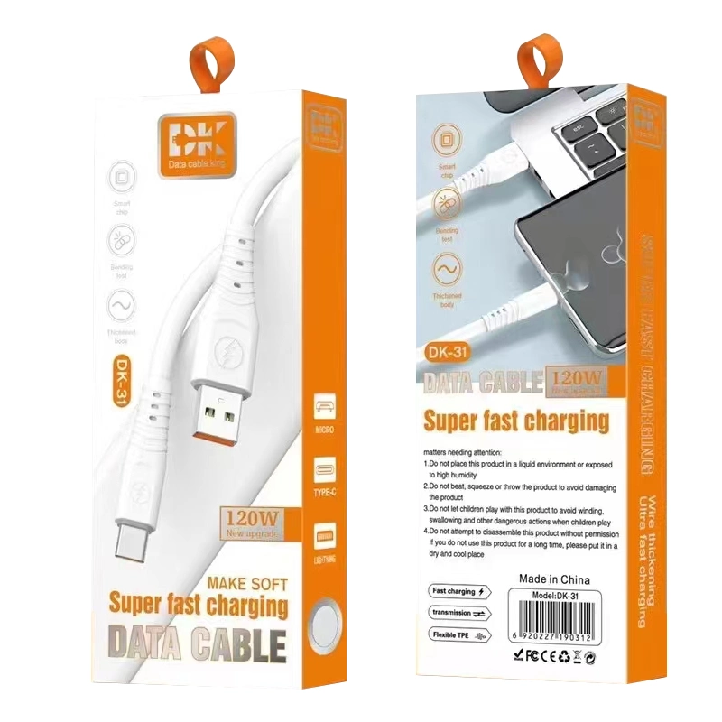 1m Silicone USB A à câble de données de type c od5mm super USB actuellement 3A 5un câble de recharge rapide pour téléphone mobile