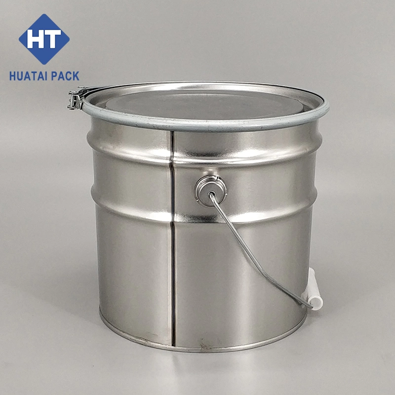 10L Custom Logo Paint Tinplate Barrel Bucket with Ring Lock for Coating