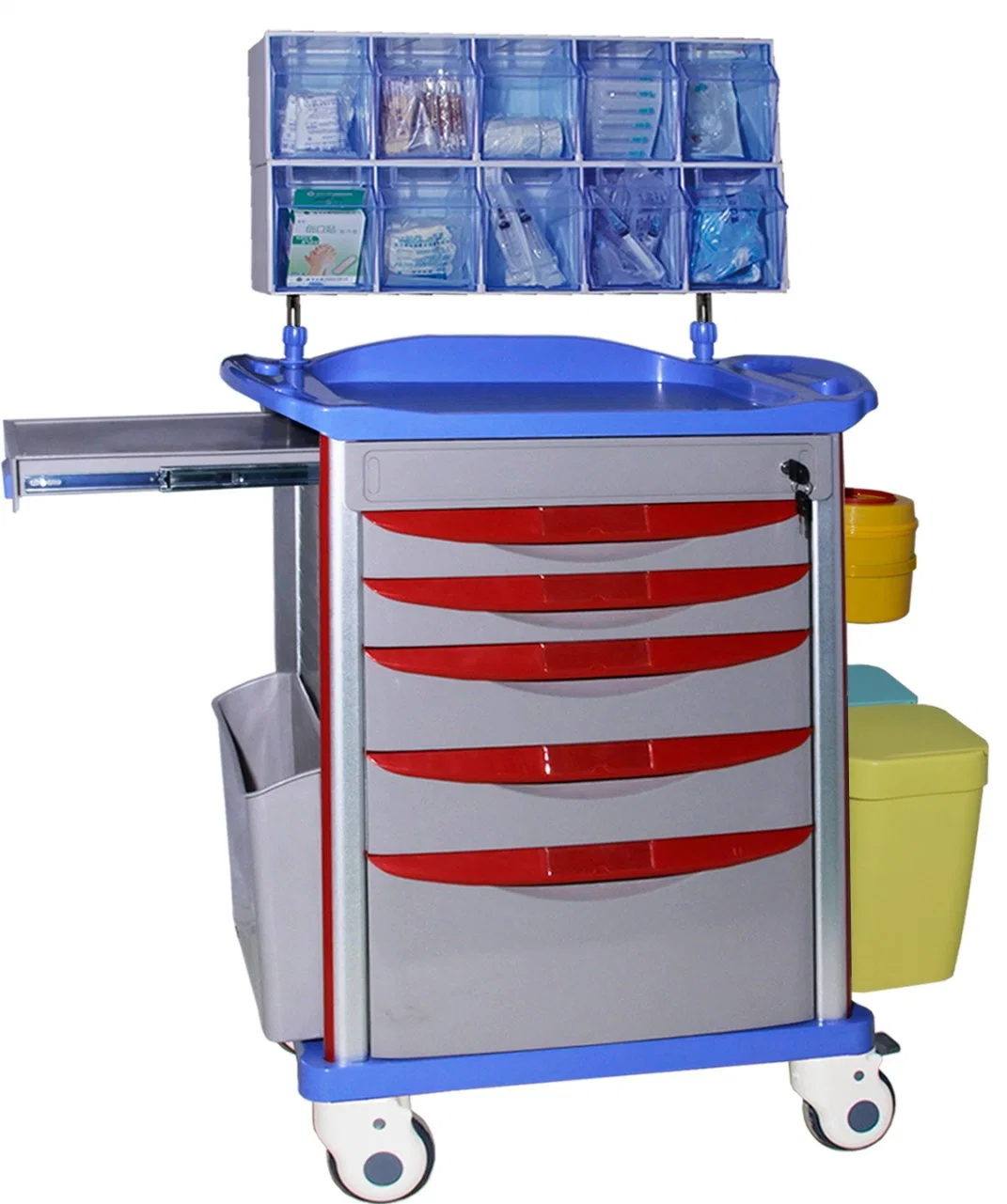 Hospital Furniture ABS Anesthesia Trolley in Plastic Medical Medicine Cart