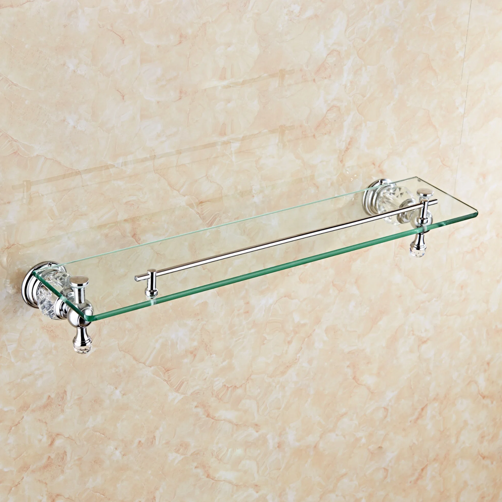 China OEM Manufacturer European Wall Mounted Bathroom Storage Glass Shelf Single Tier Zinc Alloy + Ss201 Heavy Duty Towel Holder Kitchen Towel Rod