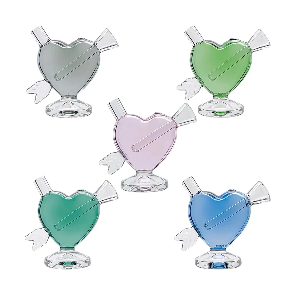 Love Glass Hand Pipes Hookahs Heart Valentine's Day Gift DAB Rig Blunt Bubbler Recycler Water Pipes Smoke Accessory