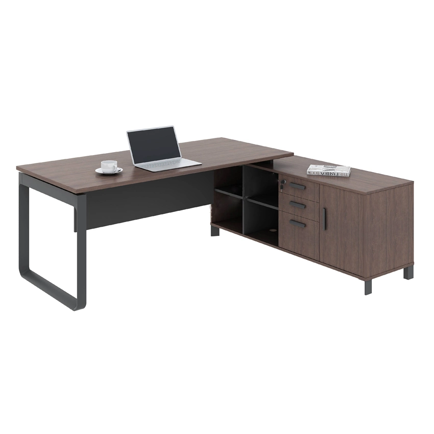 Modern Design Desk Manager Supervisor Workstation CEO Office Table with Side Cabinet