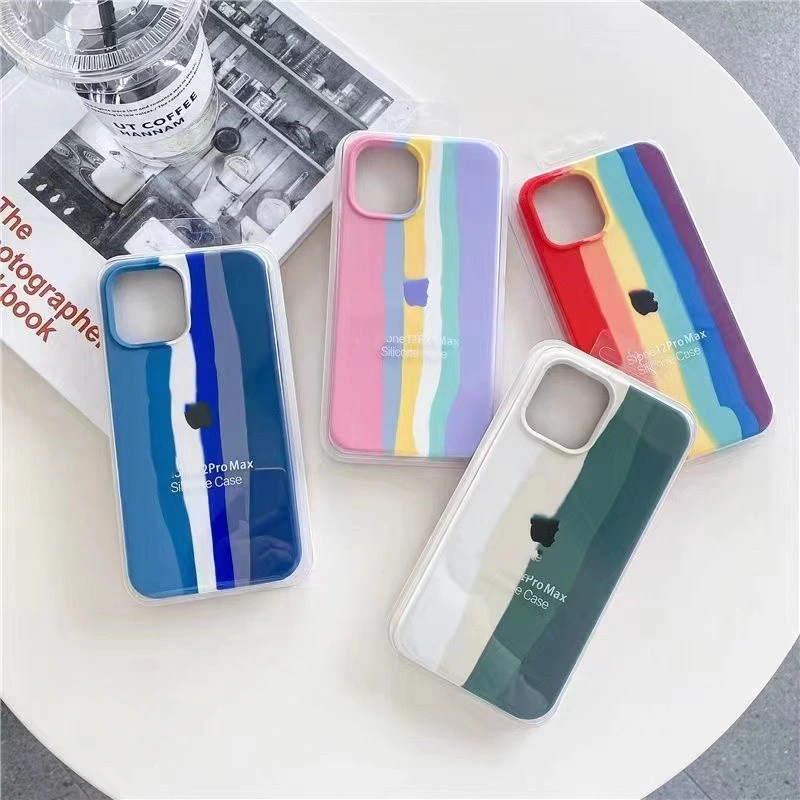 حقيبة Rainbow Silicone للهاتف iPhone 14 13 12 11 PRO Max Wholesale/Supplier with High quality/High cost performance  Phone Back (نسخة الهاتف عالية الجودة) الغطاء