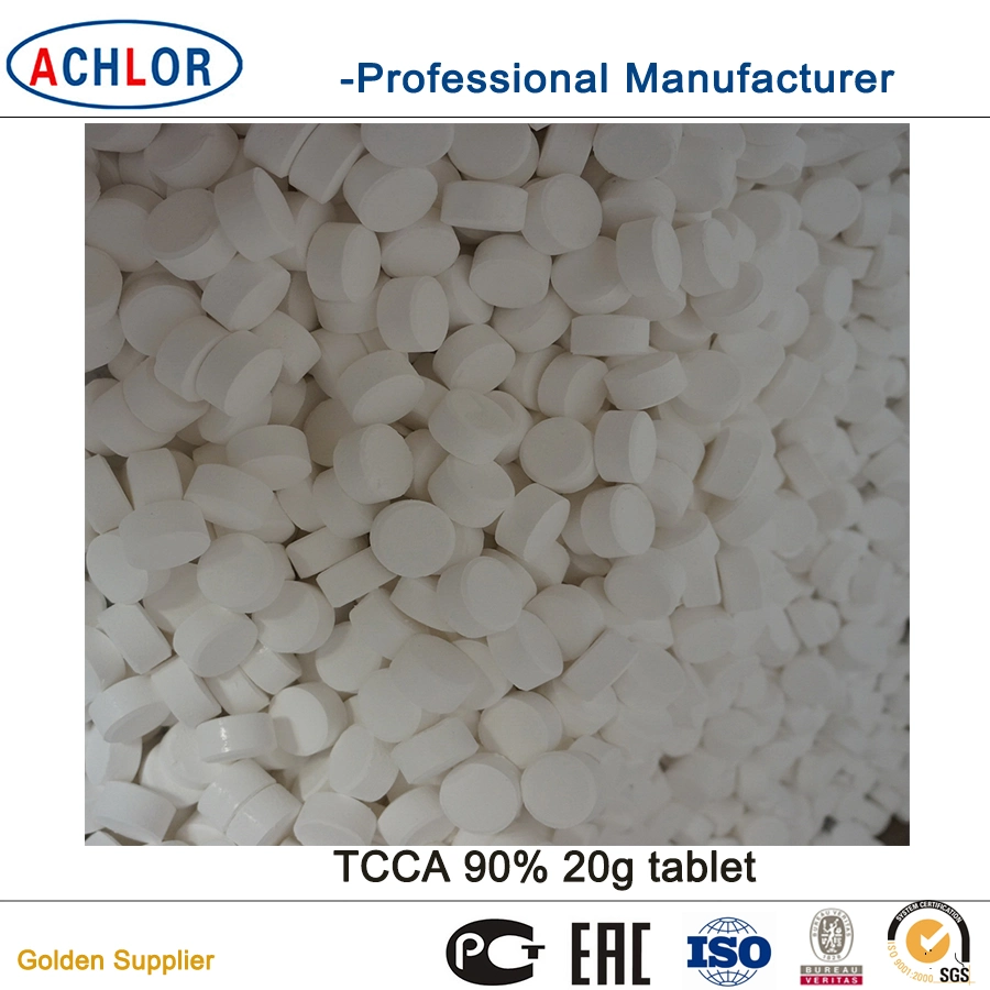 TCCA 90% Tabletten des Chlor-1 des Zoll-Ich/3 für Swimmingpool-Wasser-Desinfektionsmittel