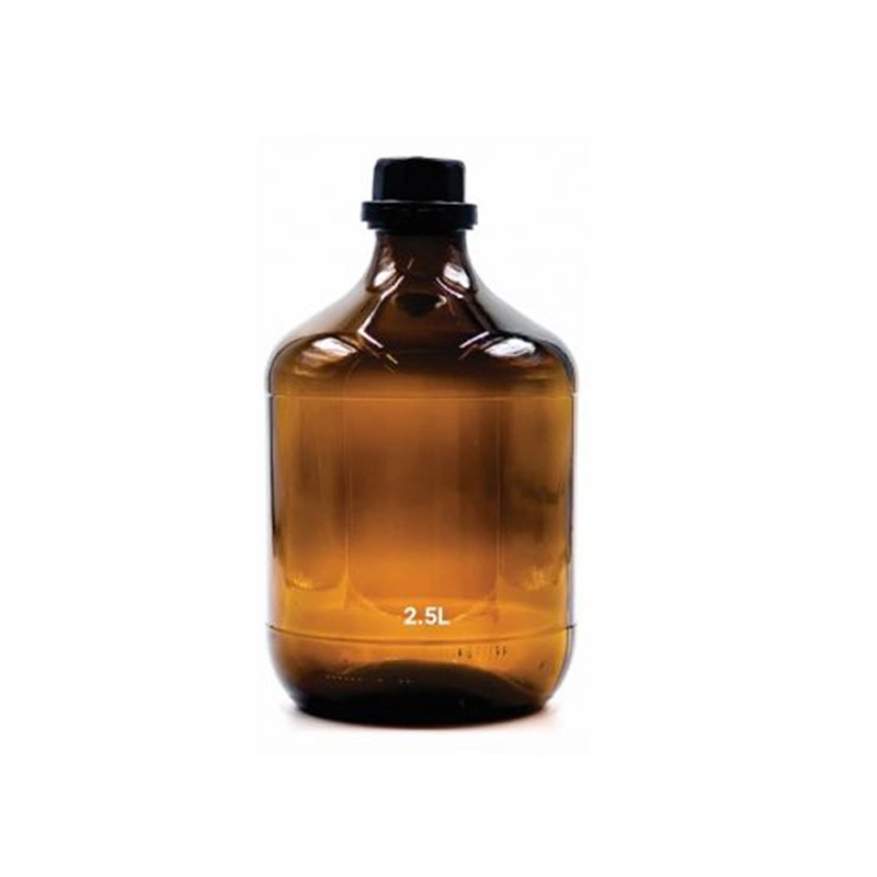 Lab Glassware Media Storage Bottle Chemical Reagent Bottle 2.5L Amber Glass Bottle with Plastic Cover