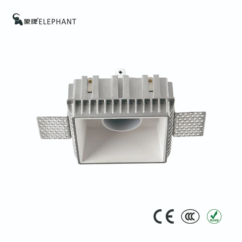 Aluminium Round Lamp Housing LED Downlight Recessed Module Spot Light Fixture GU10 Downlight Frame Trimless Plaster-in Downlight Best for Project